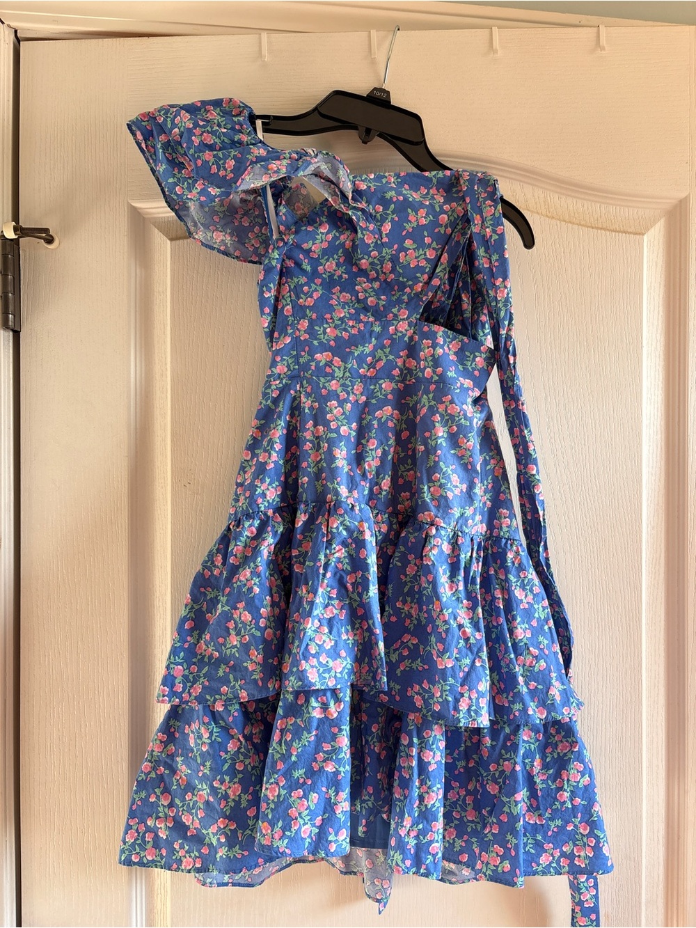 Hello Molly Blue Floral One-Shoulder Ruffle Dress